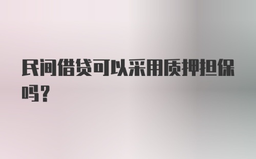 民间借贷可以采用质押担保吗？