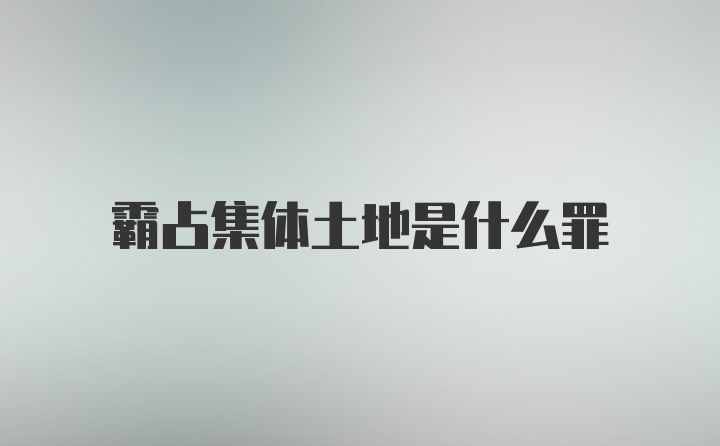 霸占集体土地是什么罪