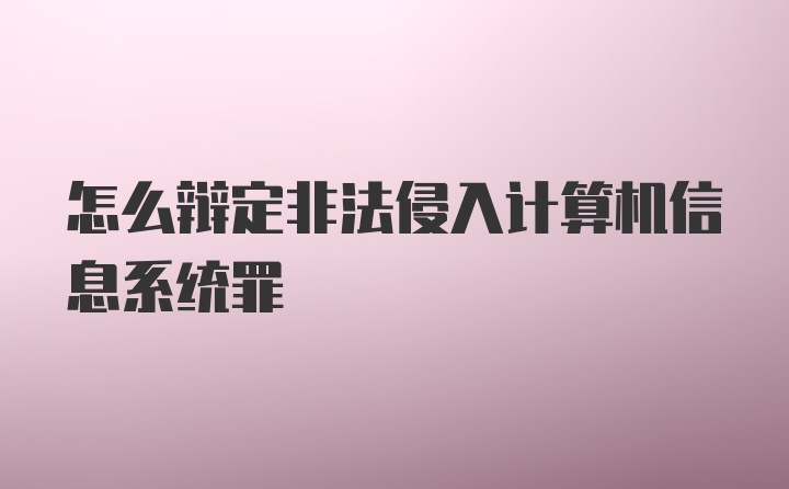 怎么辩定非法侵入计算机信息系统罪