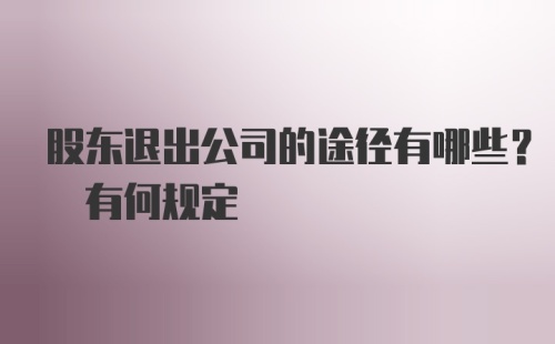 股东退出公司的途径有哪些? 有何规定