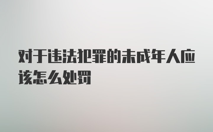 对于违法犯罪的未成年人应该怎么处罚