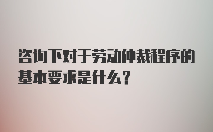 咨询下对于劳动仲裁程序的基本要求是什么？