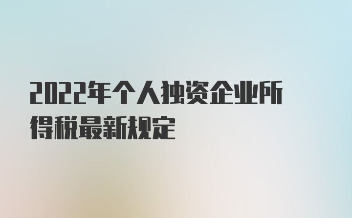 2022年个人独资企业所得税最新规定