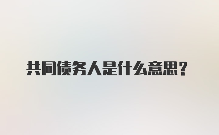 共同债务人是什么意思？