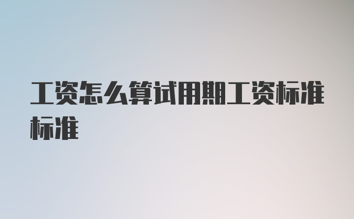 工资怎么算试用期工资标准标准