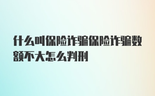 什么叫保险诈骗保险诈骗数额不大怎么判刑