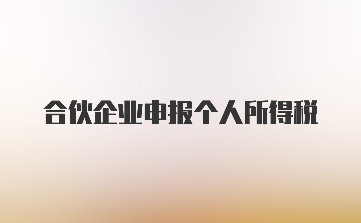 合伙企业申报个人所得税