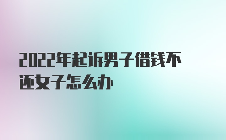 2022年起诉男子借钱不还女子怎么办