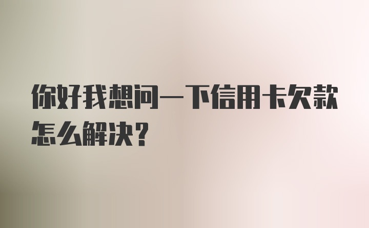 你好我想问一下信用卡欠款怎么解决？