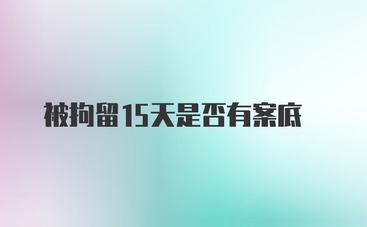 被拘留15天是否有案底