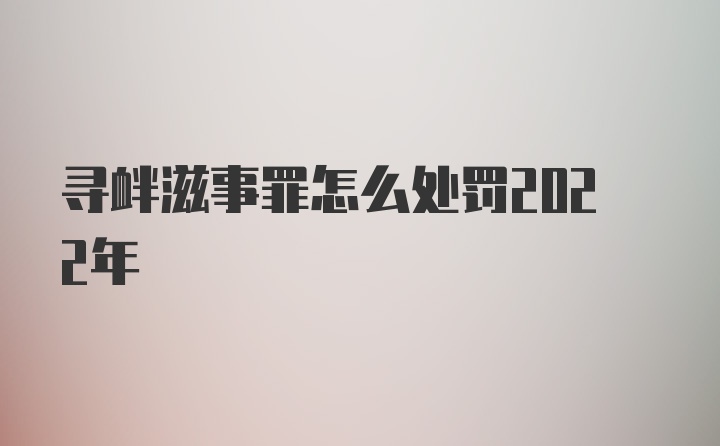 寻衅滋事罪怎么处罚2022年