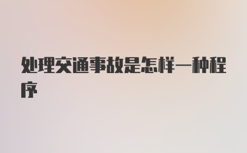 处理交通事故是怎样一种程序