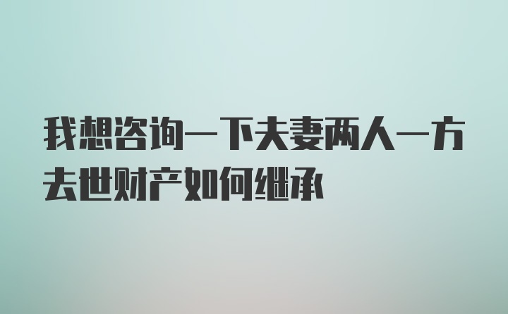 我想咨询一下夫妻两人一方去世财产如何继承