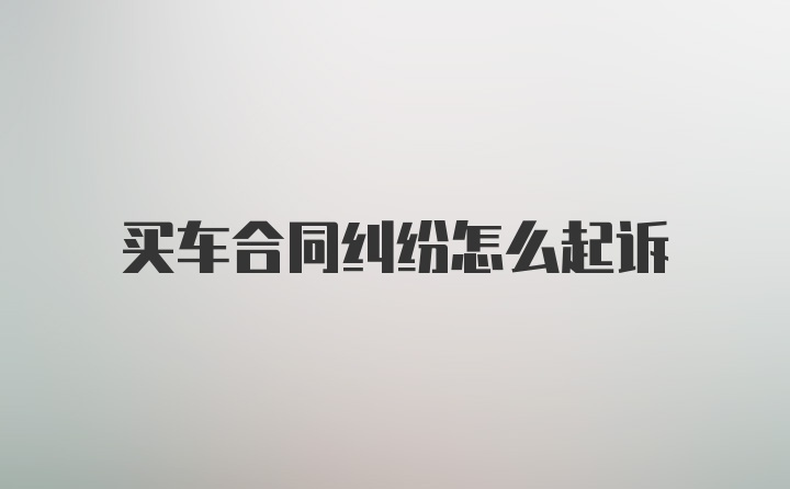 买车合同纠纷怎么起诉