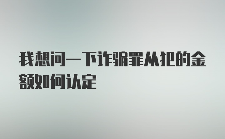 我想问一下诈骗罪从犯的金额如何认定