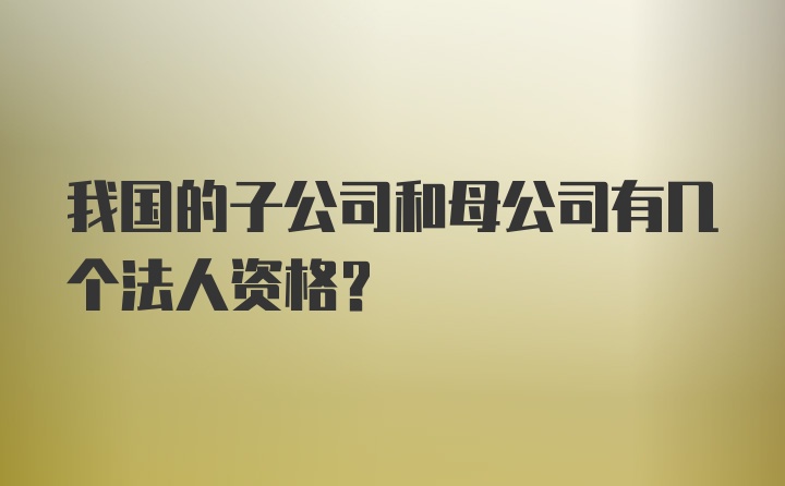 我国的子公司和母公司有几个法人资格？