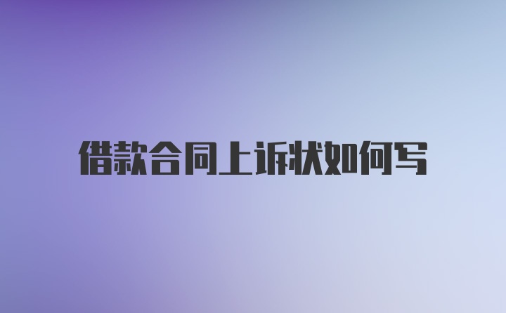 借款合同上诉状如何写