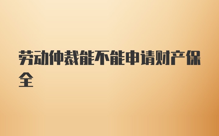 劳动仲裁能不能申请财产保全