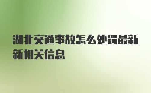 湖北交通事故怎么处罚最新新相关信息