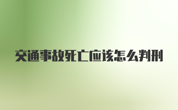 交通事故死亡应该怎么判刑