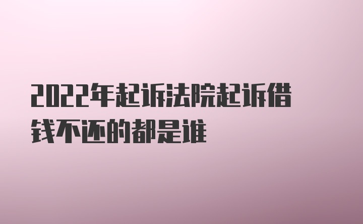 2022年起诉法院起诉借钱不还的都是谁