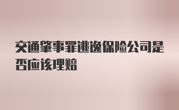 交通肇事罪逃逸保险公司是否应该理赔