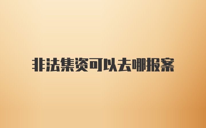 非法集资可以去哪报案