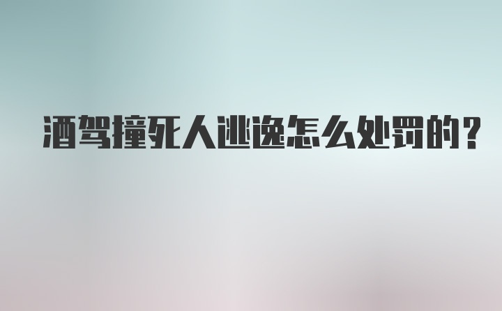 酒驾撞死人逃逸怎么处罚的？