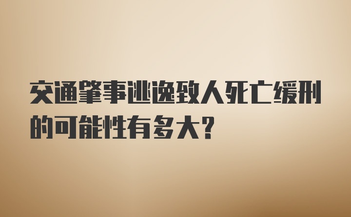 交通肇事逃逸致人死亡缓刑的可能性有多大？