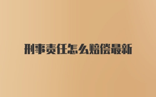 刑事责任怎么赔偿最新