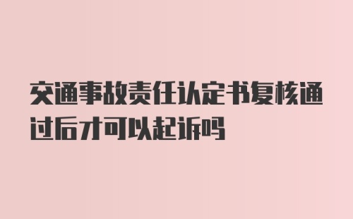 交通事故责任认定书复核通过后才可以起诉吗