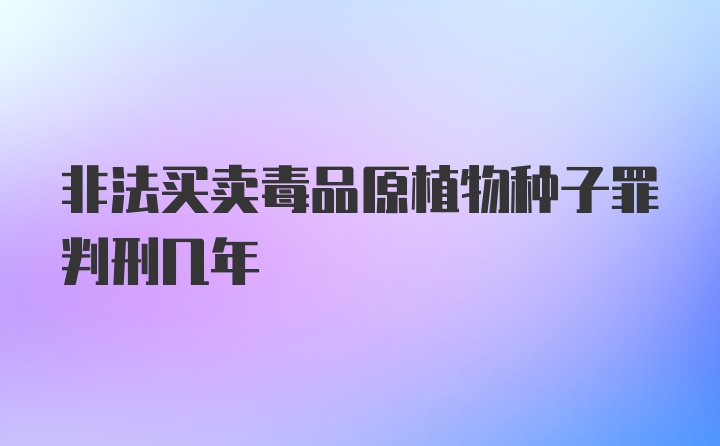 非法买卖毒品原植物种子罪判刑几年