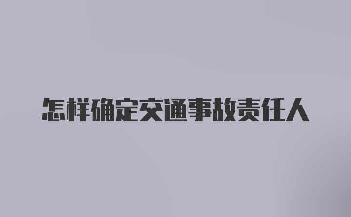 怎样确定交通事故责任人