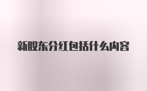 新股东分红包括什么内容