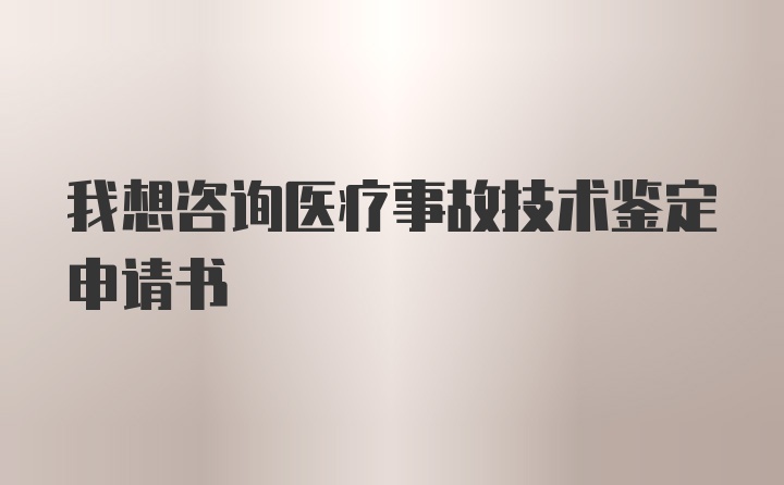 我想咨询医疗事故技术鉴定申请书