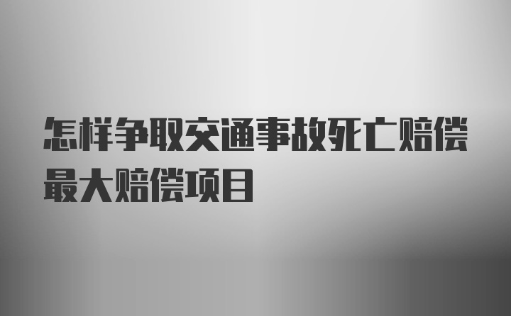 怎样争取交通事故死亡赔偿最大赔偿项目