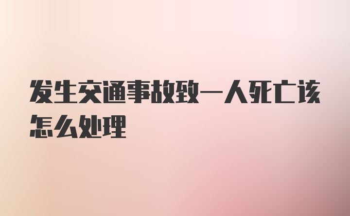 发生交通事故致一人死亡该怎么处理