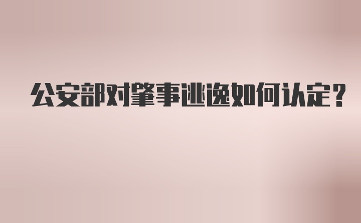 公安部对肇事逃逸如何认定？