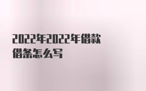 2022年2022年借款借条怎么写