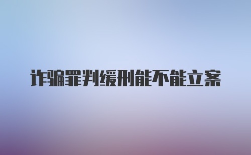 诈骗罪判缓刑能不能立案