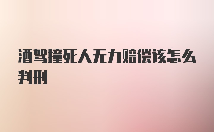 酒驾撞死人无力赔偿该怎么判刑