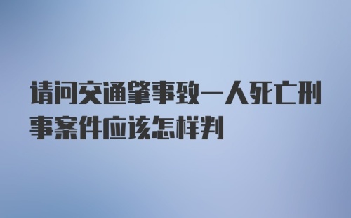 请问交通肇事致一人死亡刑事案件应该怎样判