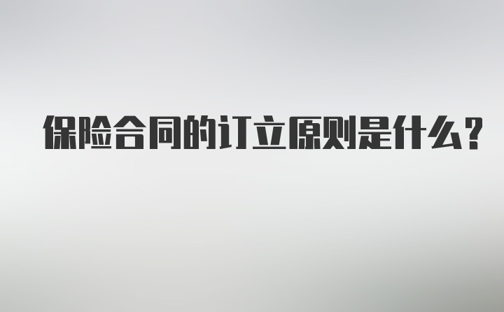 保险合同的订立原则是什么？