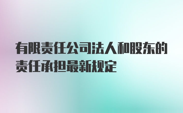 有限责任公司法人和股东的责任承担最新规定