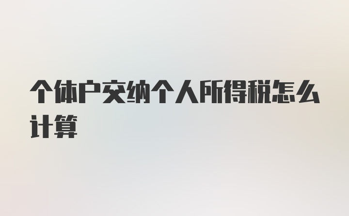 个体户交纳个人所得税怎么计算