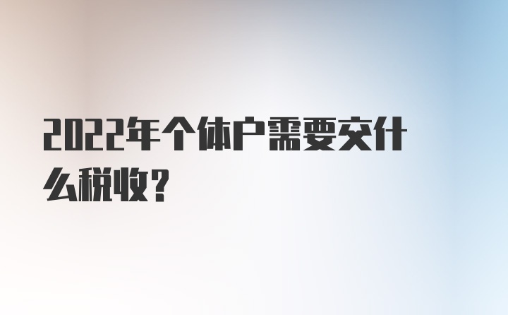 2022年个体户需要交什么税收？