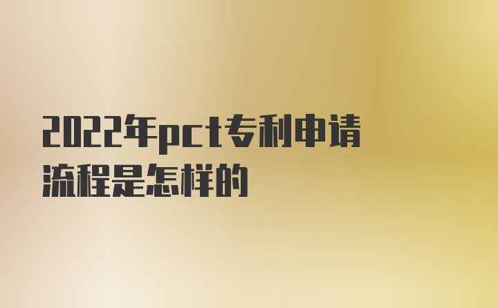 2022年pct专利申请流程是怎样的