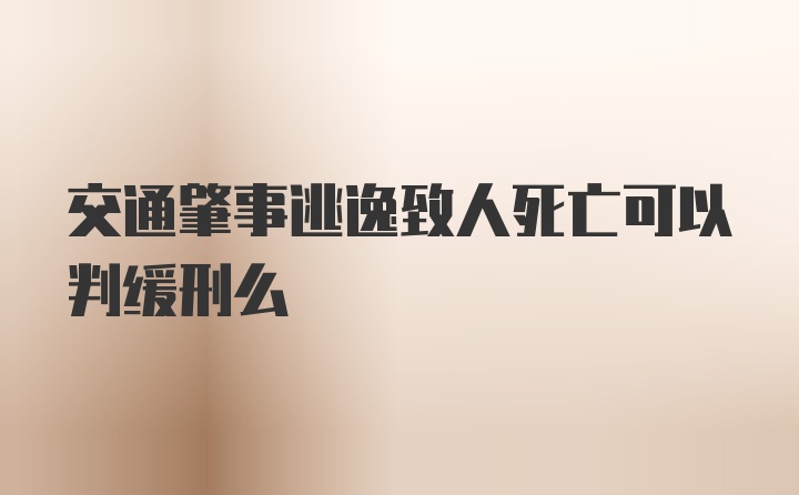 交通肇事逃逸致人死亡可以判缓刑么