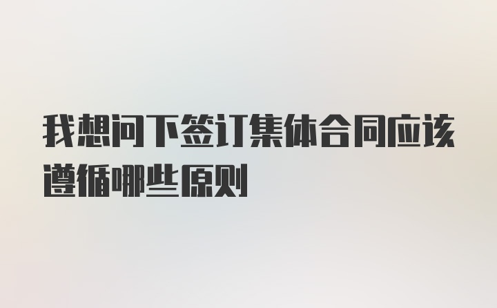 我想问下签订集体合同应该遵循哪些原则