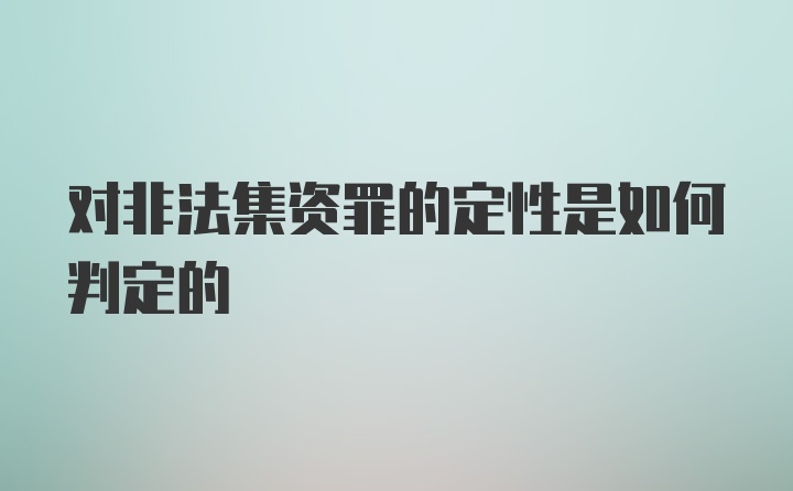 对非法集资罪的定性是如何判定的